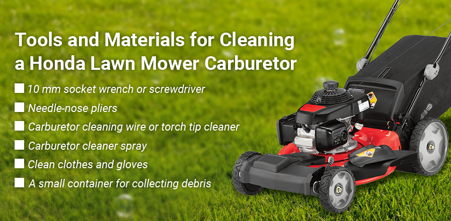 Tools and Materials for Cleaning a Honda Lawn Mower Carburetor