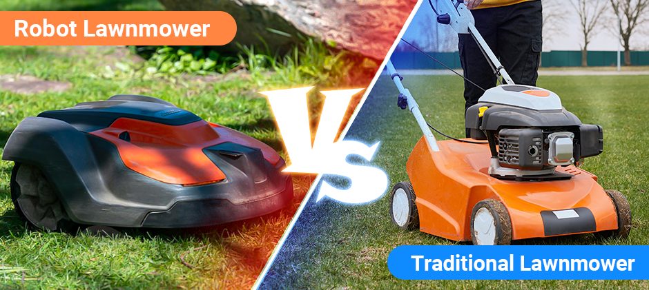 robot lawnmower vs traditional lawnmower