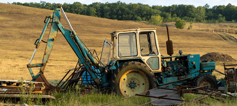 tractor busy working in spring