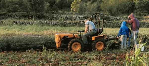 tracteur occupé au printemps