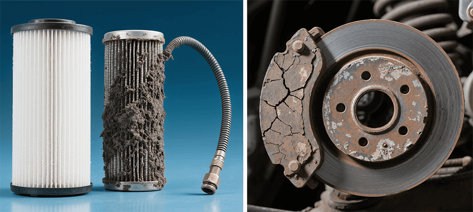 old and faulty tractor parts