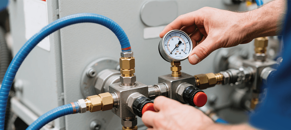 a man is checking his JLG equipement
