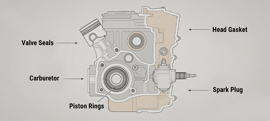mower engine structure