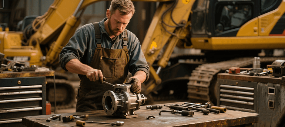 A man is repairing the water pump