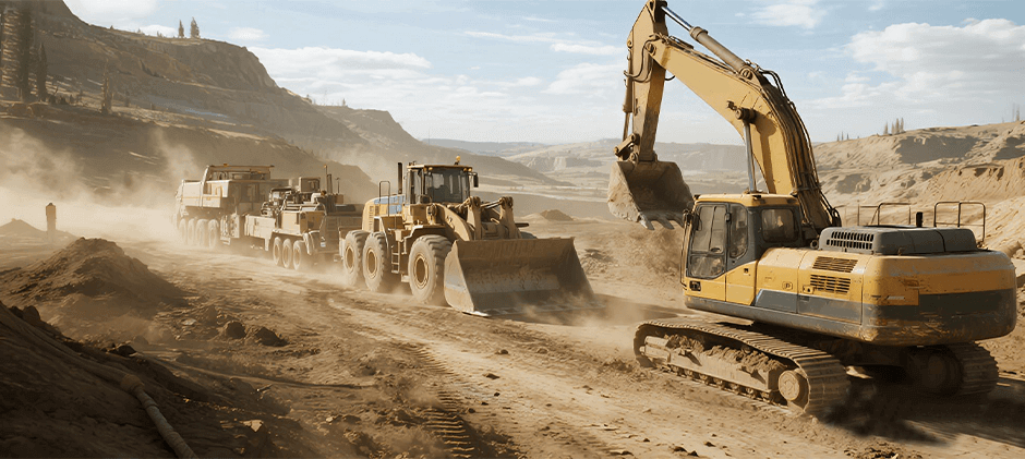 Excavators, loaders and cable towing machines