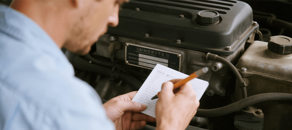 Record the serial number of the engine serial numbers