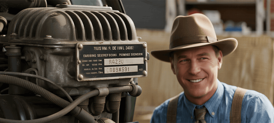 Well-maintained engine with visible serial number plate or satisfied customer