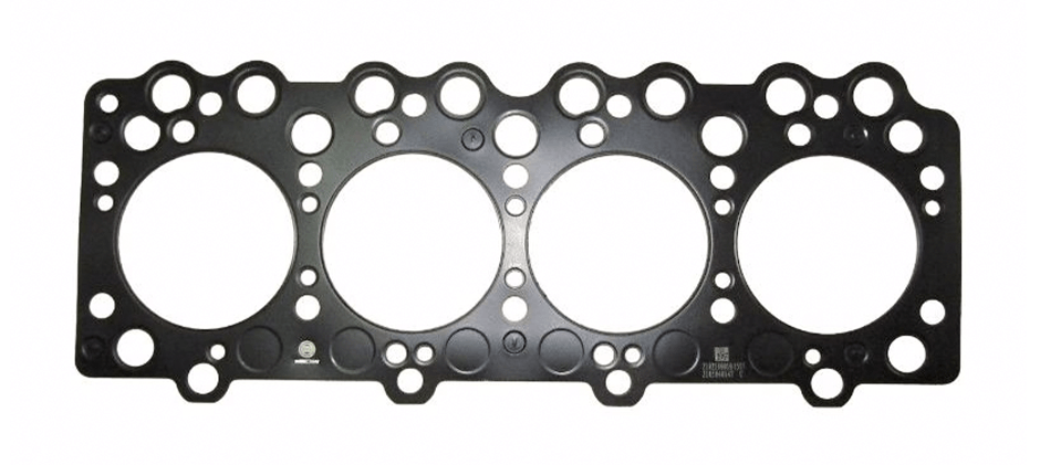 A new multi-layer steel (MLS) head gasket for a 4-cylinder heavy machinery engine.