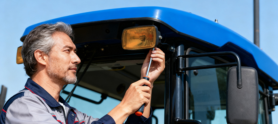 A person is installing Cab Lights