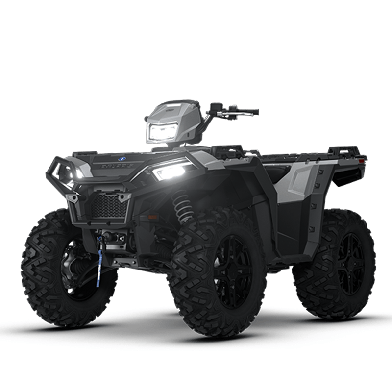 The Agile All-Terrain Vehicle (ATV) A modern sport-utility ATV, showcasing the single-rider design with handlebars and a straddle seat, representing the agile category of off-road vehicles.