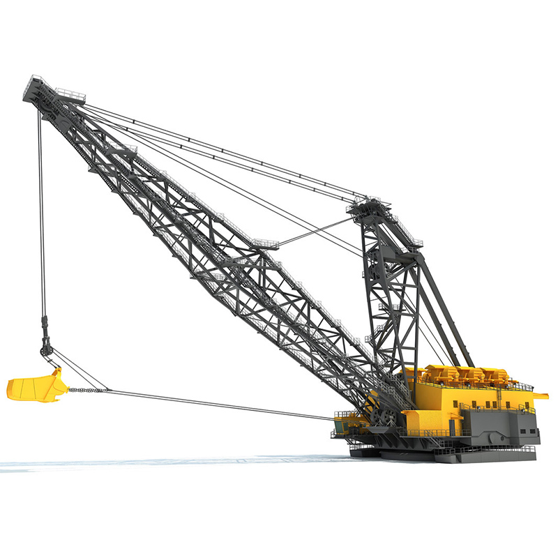 Dragline Excavator Massive dragline excavator with cable-suspended bucket