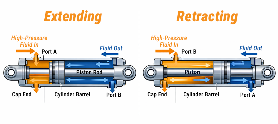 double-acting hydraulic cylinder 