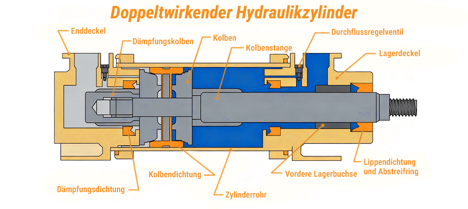 Doppeltwirkender Hydraulikzylinder