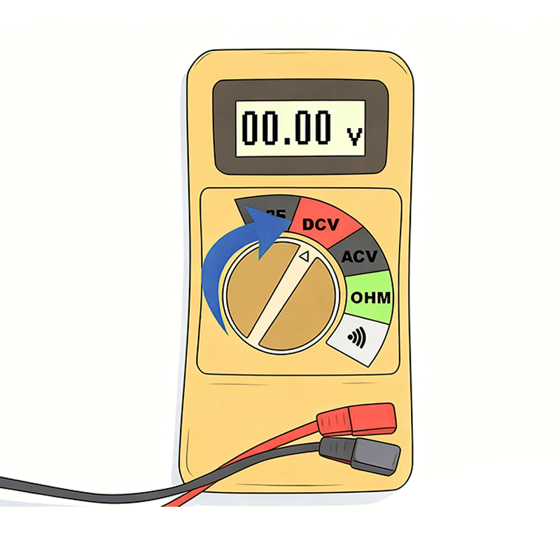 Step 3 Set the Multimeter to DC Voltage (DCV) Step 3 Set the Multimeter to DC Voltage (DCV)
