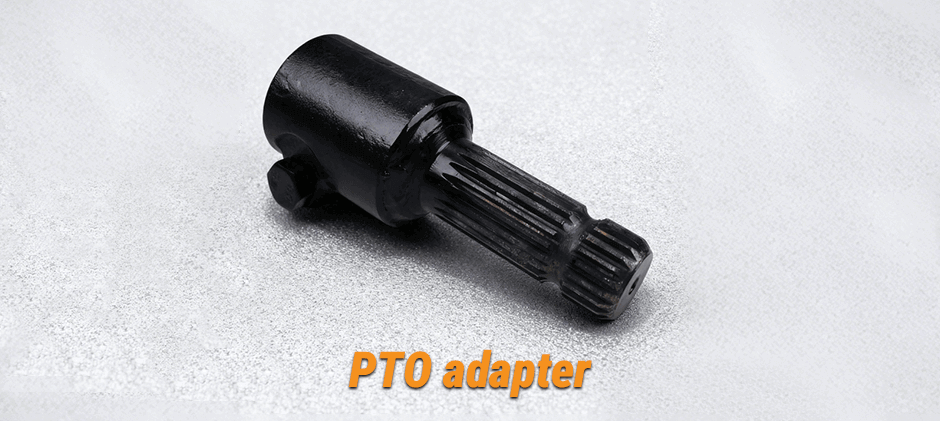 A black PTO adapter used to convert a tractor's PTO shaft from one spline count to another, such as from 6-spline to 21-spline.