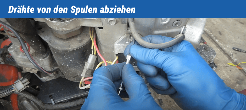 Drähte von den Spulen abziehen