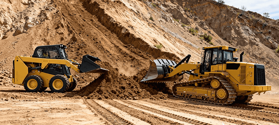Skid Steer and Bulldozer