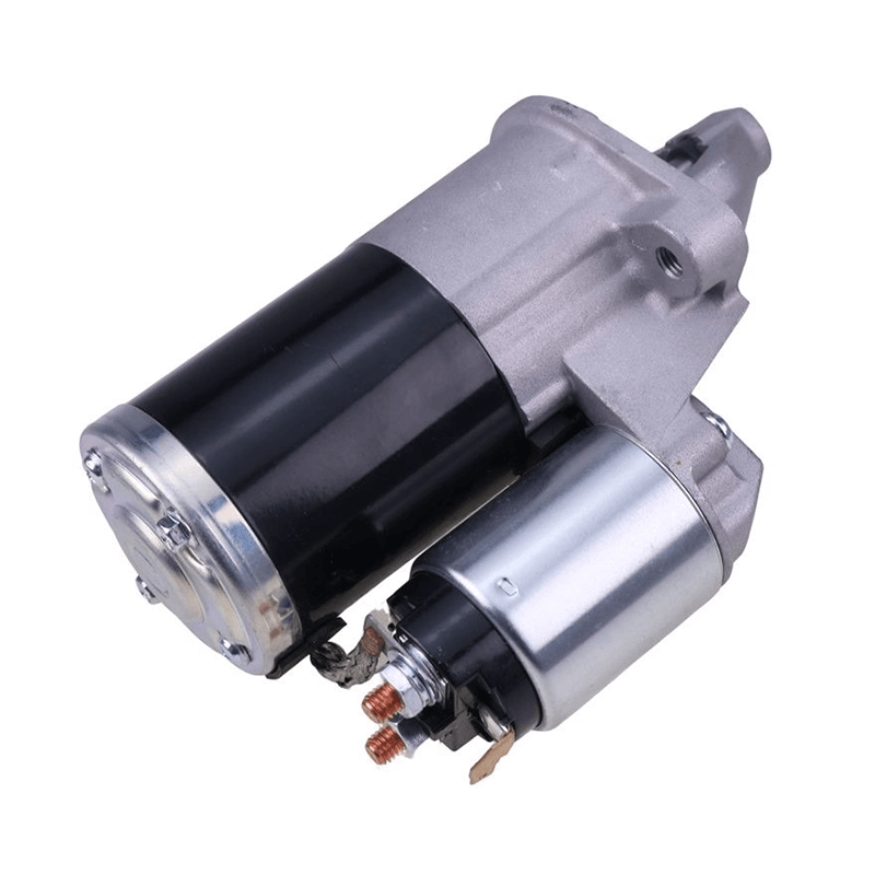 A new heavy-duty starter motor for a diesel engine, showing the attached solenoid and mounting bracket.