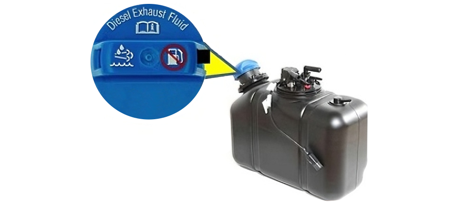 Close-up photo showing cloudy Diesel Exhaust Fluid (DEF) with crystals.