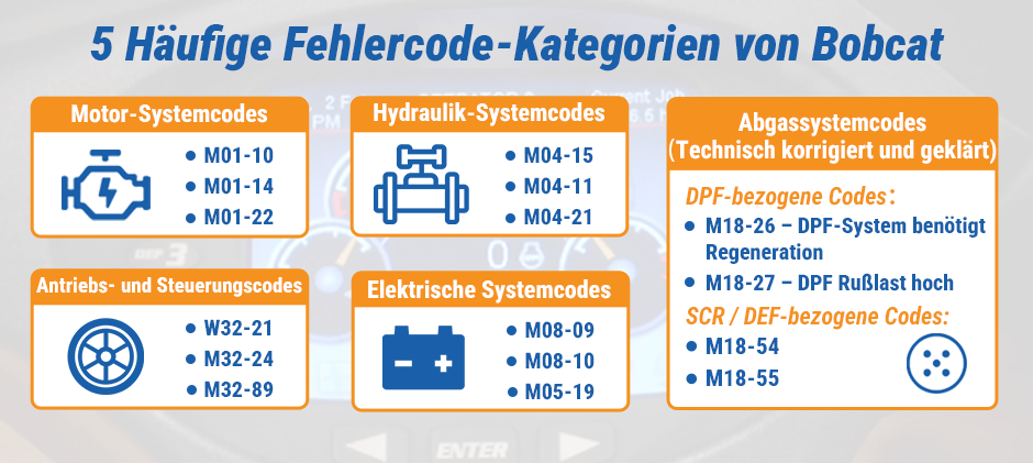 5 häufige Kategorien von Bobcat-Fehlercodes