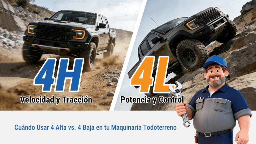Cuándo usar 4 High vs. 4 Low en tu maquinaria todoterreno
