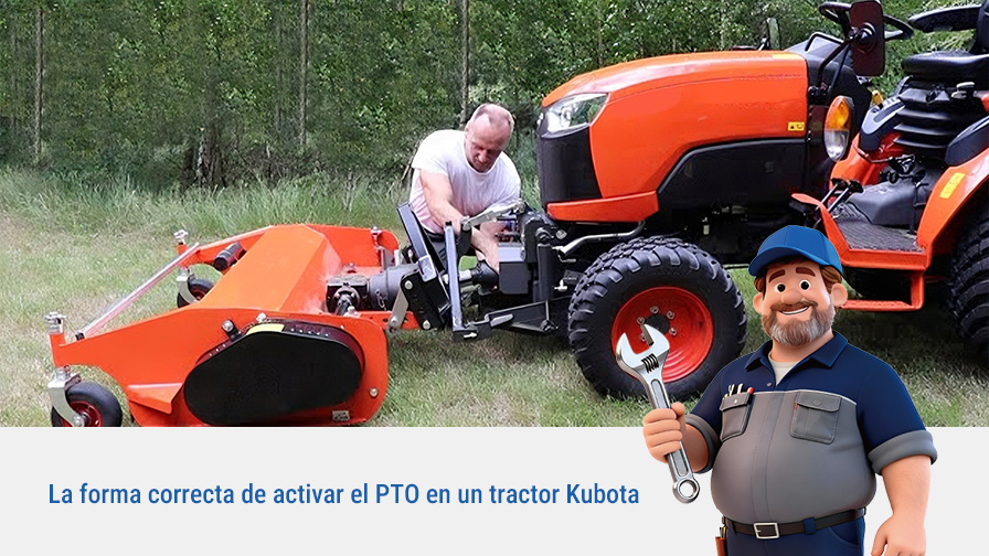 La forma correcta de activar la PTO en un tractor Kubota