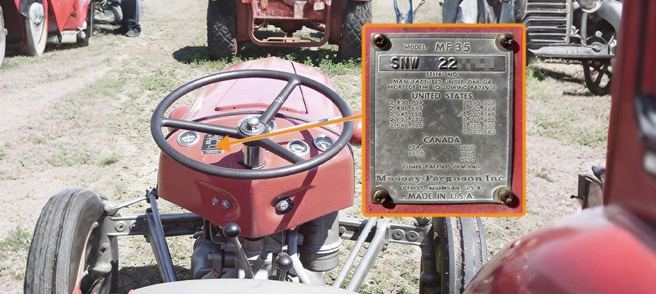 Massey Ferguson Tractor MF35 Serial Number Plate