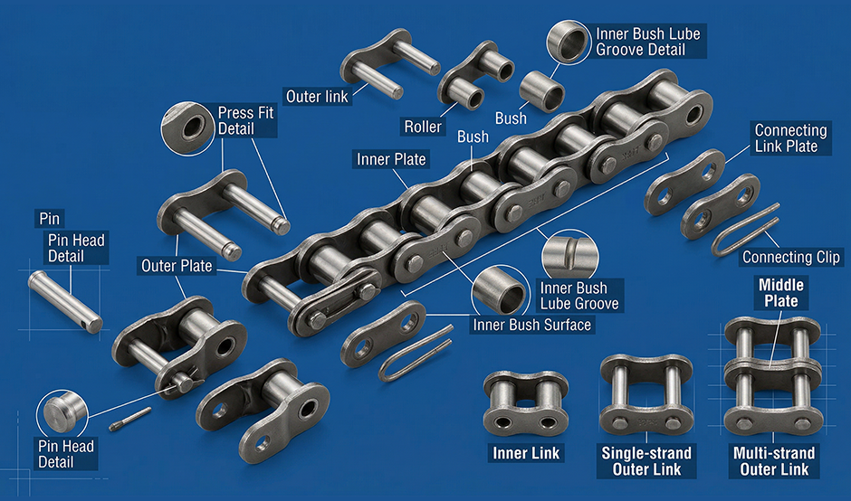 Basic Components of a Roller Chain