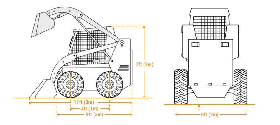 A line drawing diagram showing the dimensions of the Bobcat 863, including its height, length, and width.