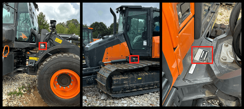 Where are Heavy Equipment's Serial Numbers