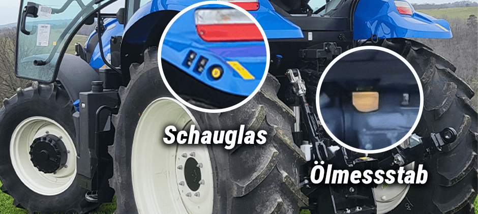 Wo befindet sich der Hydraulik-Peilstab oder das Schauglas