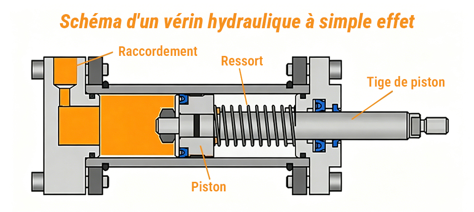 vérin hydraulique à simple effet