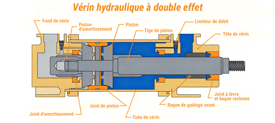 vérin hydraulique à double effet