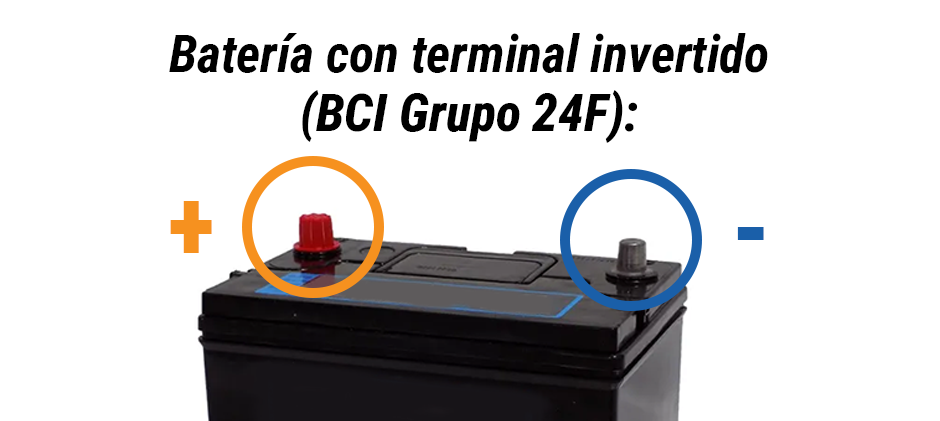 Bateria con terminal invertido
