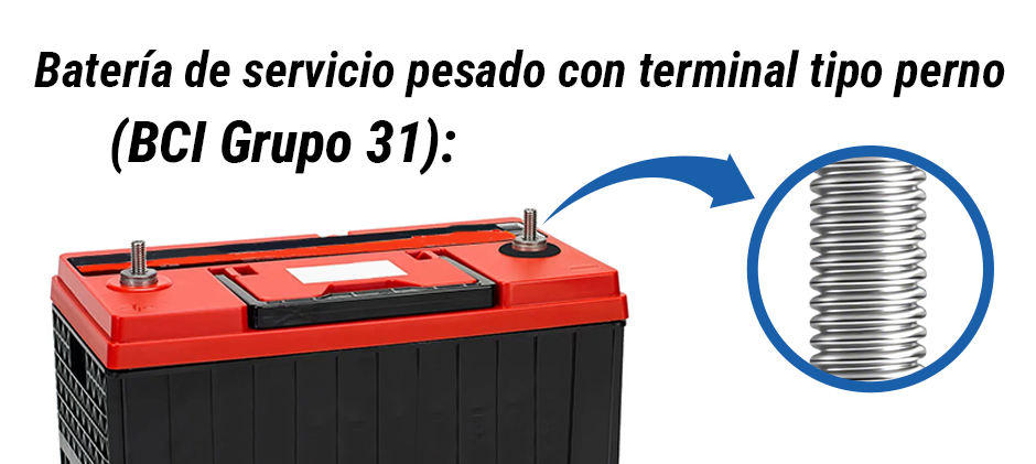 Bateria de servicio pesado con terminal tipo perno