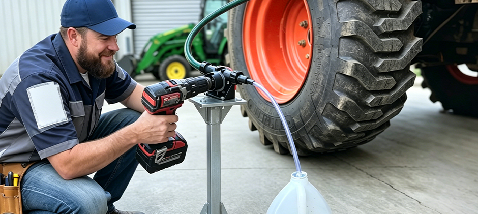 How to ballast tire with liquid