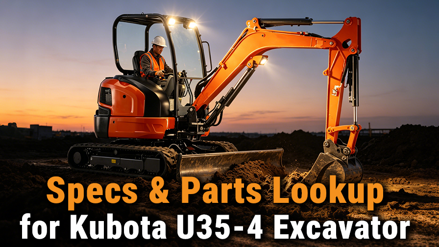 Specs & Parts Lookup for Kubota U35-4 Mini Excavator