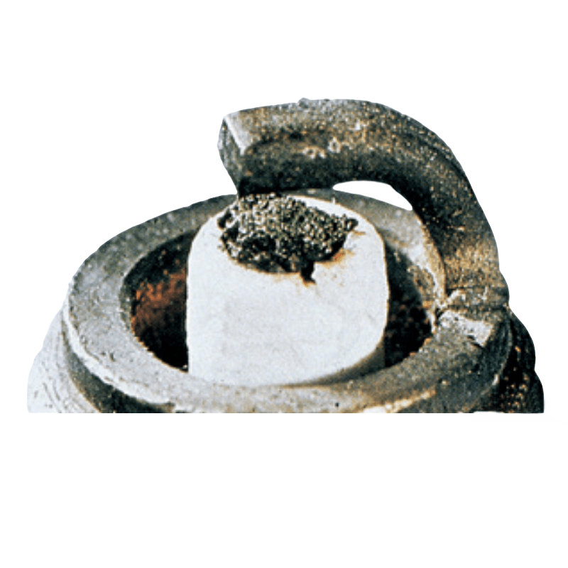 Partially melted center electrode