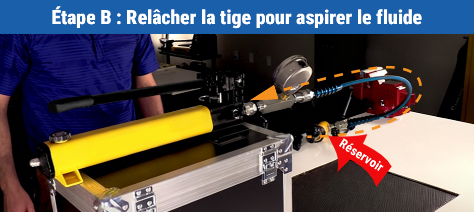 Relâcher la tige pour aspirer le fluide