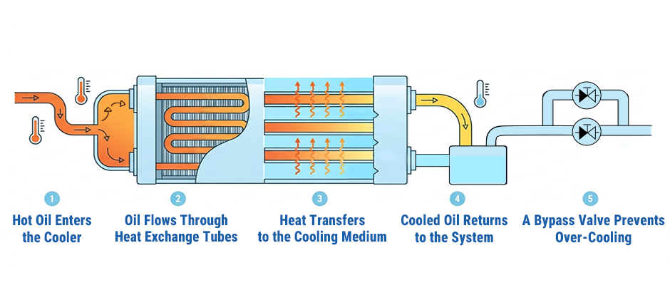 how does a hydraulic oil cooler work