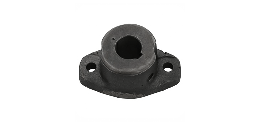 A photo of a cast iron 2-bolt mounting flange for a tractor hydraulic pump, shown on a white background.