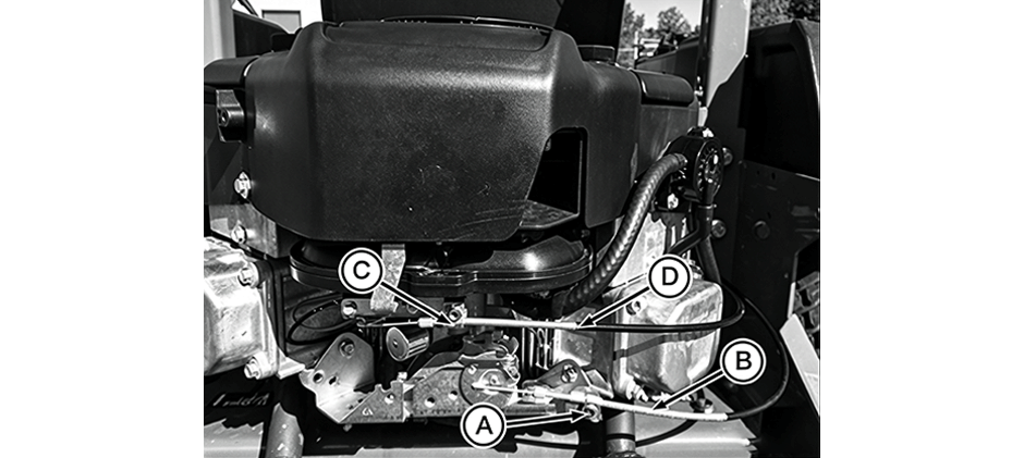 Briggs and Stratton John Deere throttle linkage diagram with labeled throttle and choke cables