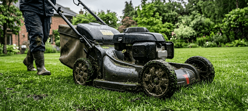 can you cut wet grass