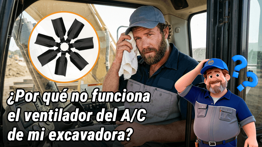 ¿Por qué no gira el ventilador del A/C de mi excavadora?