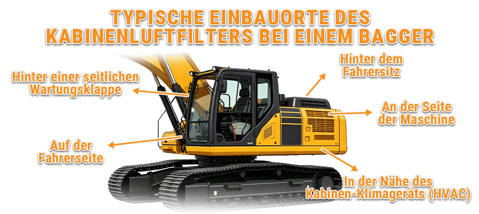 Übliche Einbauorte für Kabinenluftfilter
