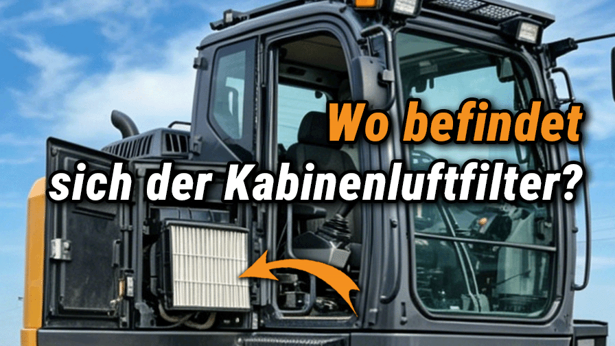 Wo befindet sich der Kabinenluftfilter eines Baggers?