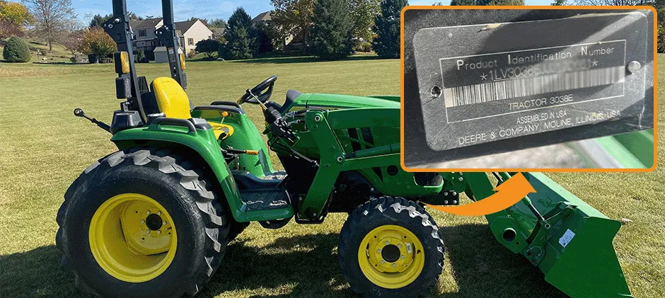 Emplacement du numéro de série du John Deere 3038E