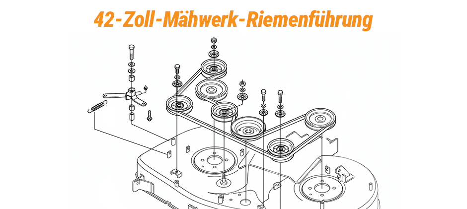 42 Zoll Kubota Mähwerk-Riemenplan