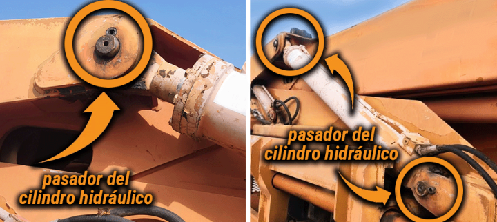 Extracción de un pasador atascado del cilindro hidráulico