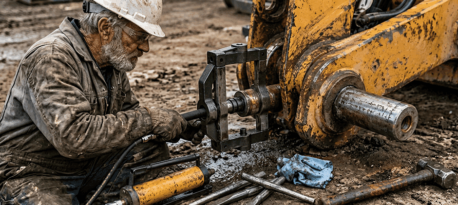 How to remove a stuck hydraulic cylinder pin